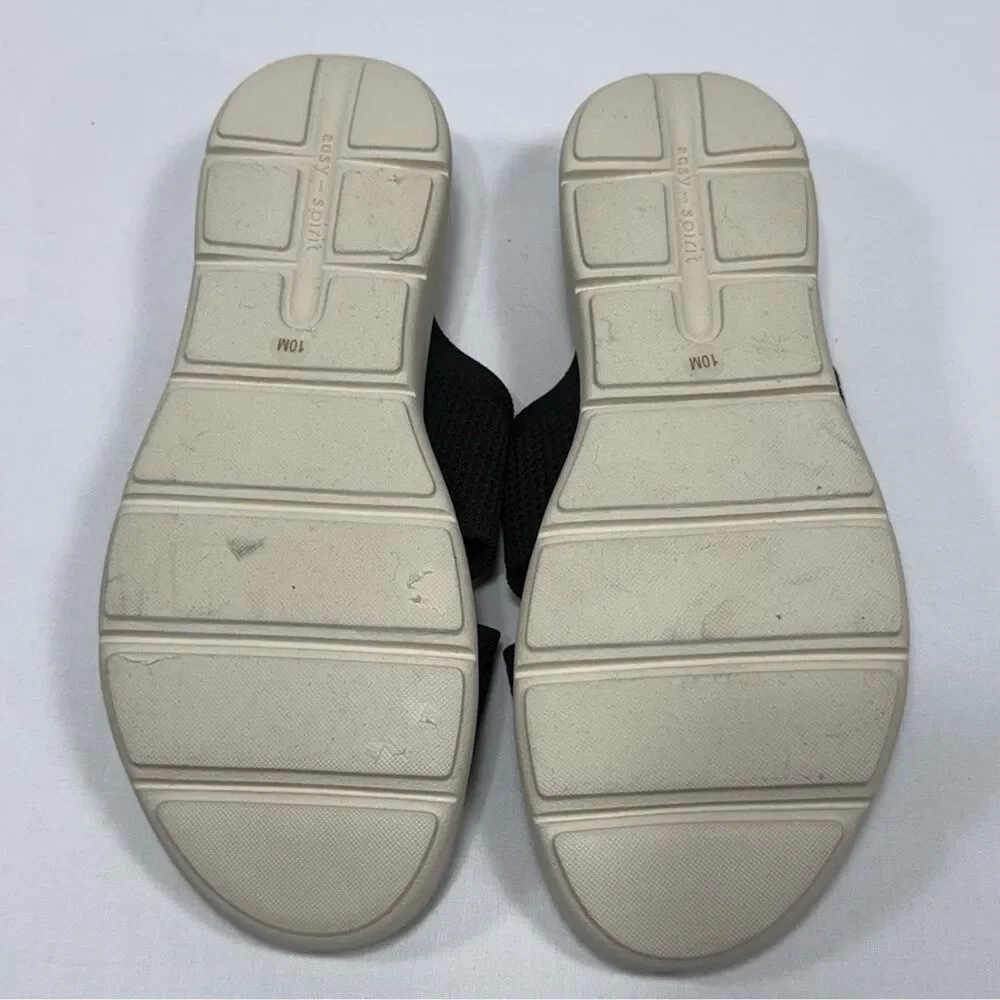 Knit Slide Sandal Easy‎ Spirit Black Textile Open Toe Size 10M